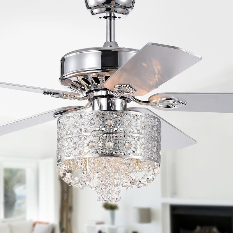 Silver Orchid Lang 52-inch 5-blade Chrome Lighted Ceiling Fan