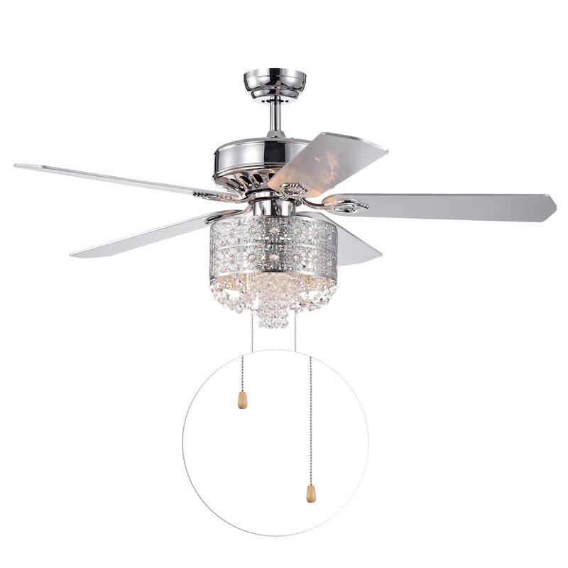Silver Orchid Lang 52-inch 5-blade Chrome Lighted Ceiling Fan - Pull Chain