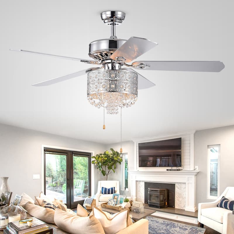 Silver Orchid Lang 52-inch 5-blade Chrome Lighted Ceiling Fan