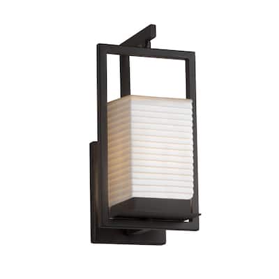 Justice Design Porcelina Laguna 1-light Matte Black LED Outdoor Wall Sconce, Sawtooth Impressions
