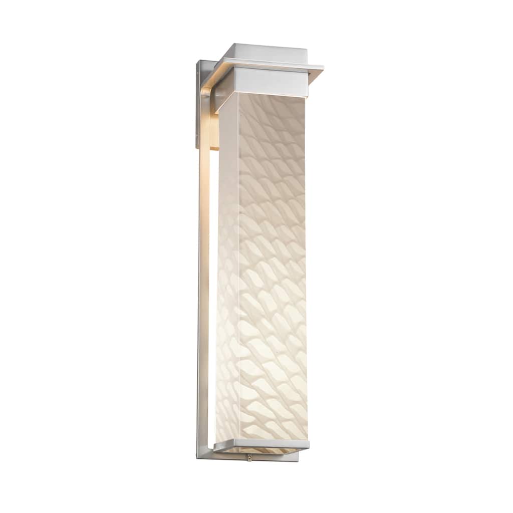 Justice Design Fusion Pacific 24-inch Brushed Nickel LED Outdoor Wall Sconce, Weave Shade