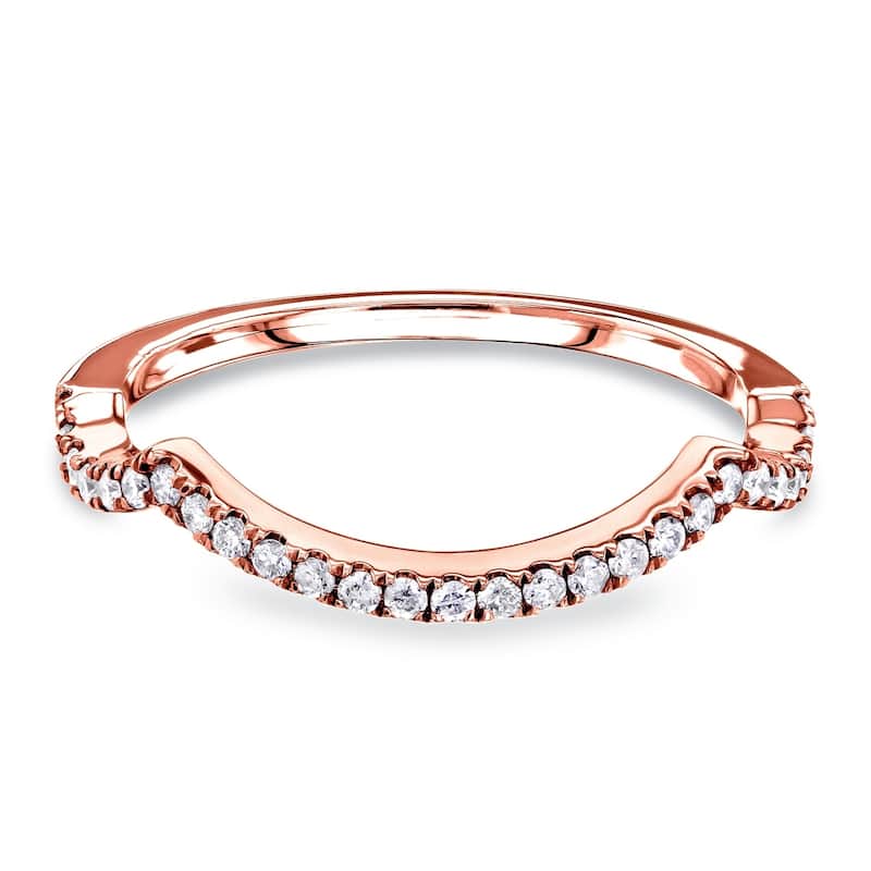 Annello by Kobelli 14k Gold 1/6 Carat TDW Contour Curved Diamond Wedding Band