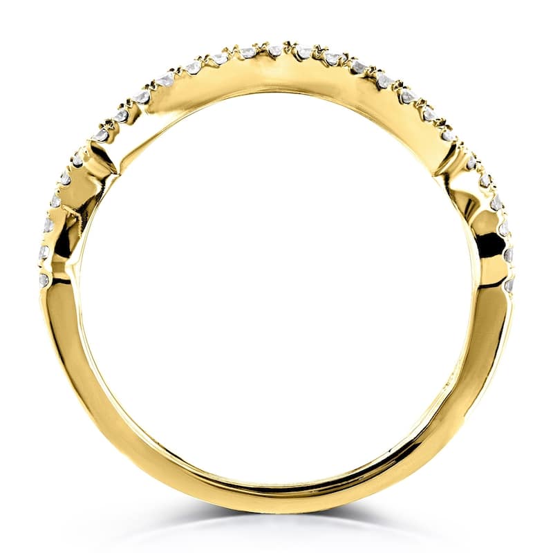 Annello by Kobelli 14k Gold 1/6 Carat TDW Contour Curved Diamond Wedding Band
