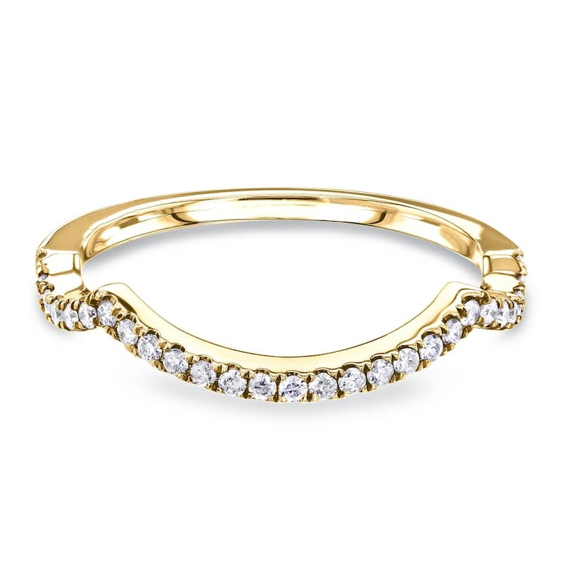 Annello by Kobelli 14k Gold 1/6 Carat TDW Contour Curved Diamond Wedding Band