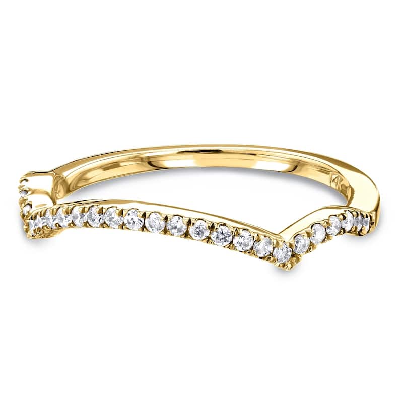 Annello by Kobelli 14k Gold 1/6 Carat TDW Contour Curved Diamond Wedding Band