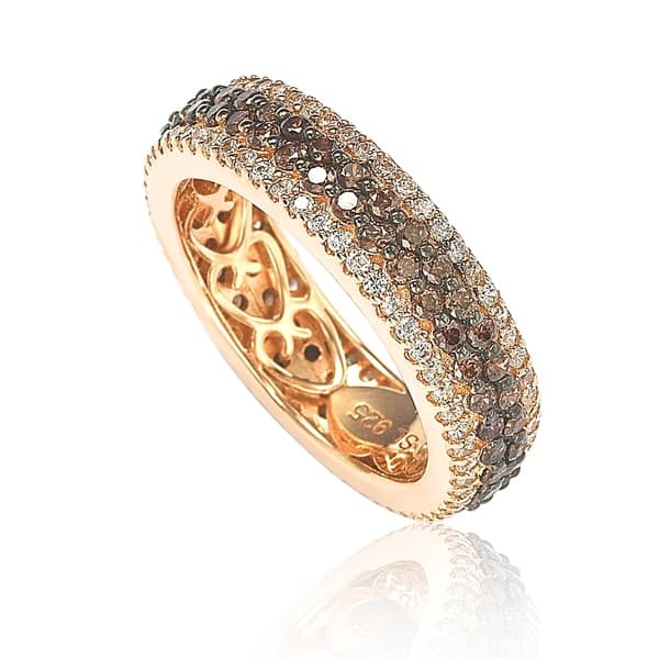 Shop Suzy L Rosed Sterling Silver Brown Cubic Zirconia Eternity