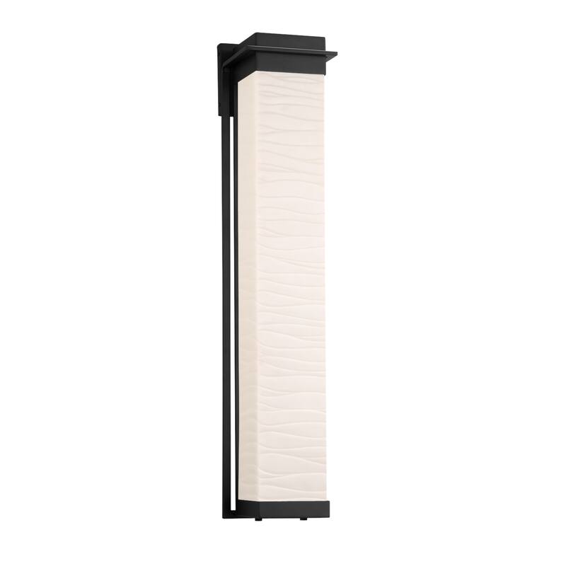 Justice Design Porcelina Pacific 36-inch Matte Black LED Outdoor Wall Sconce, Waves Impressions