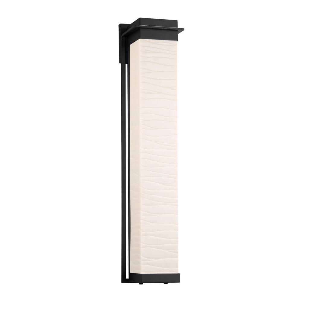 Justice Design Porcelina Pacific 36-inch Matte Black LED Outdoor Wall Sconce, Waves Impressions
