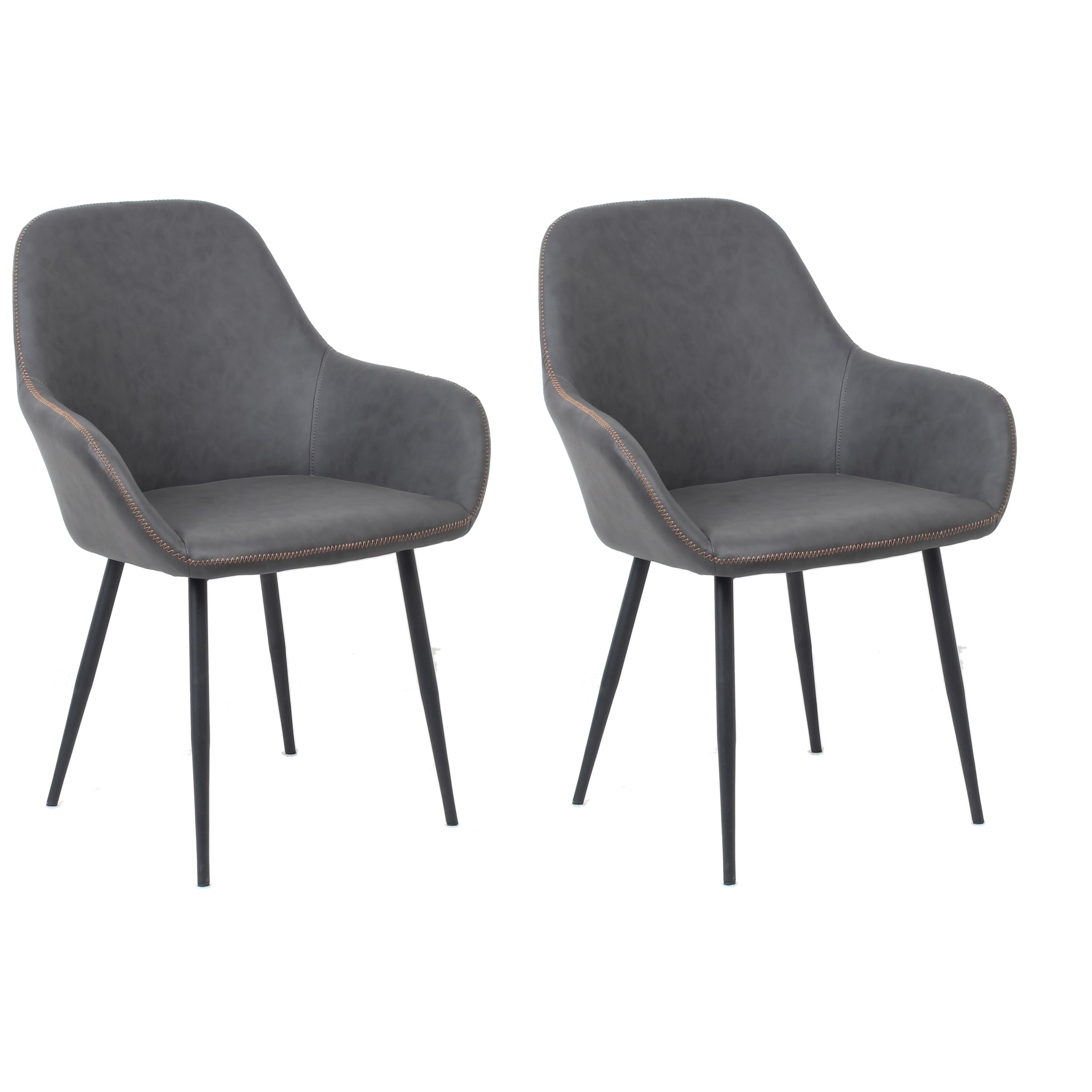 Shop Black Friday Deals On Bucket Style Upholstered Dining Chairs Set Of 2 Pack Dark Grey Overstock 23611708