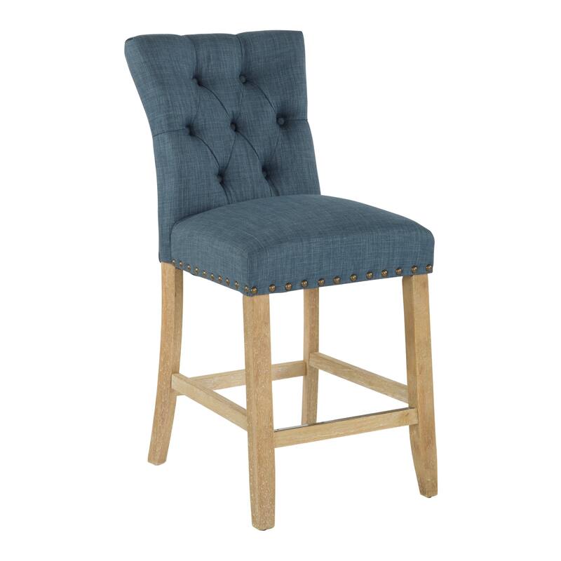 INSPIRED by Bassett Preston 24" Counter Stool with Silver NH, 2-Pack - milford indigo