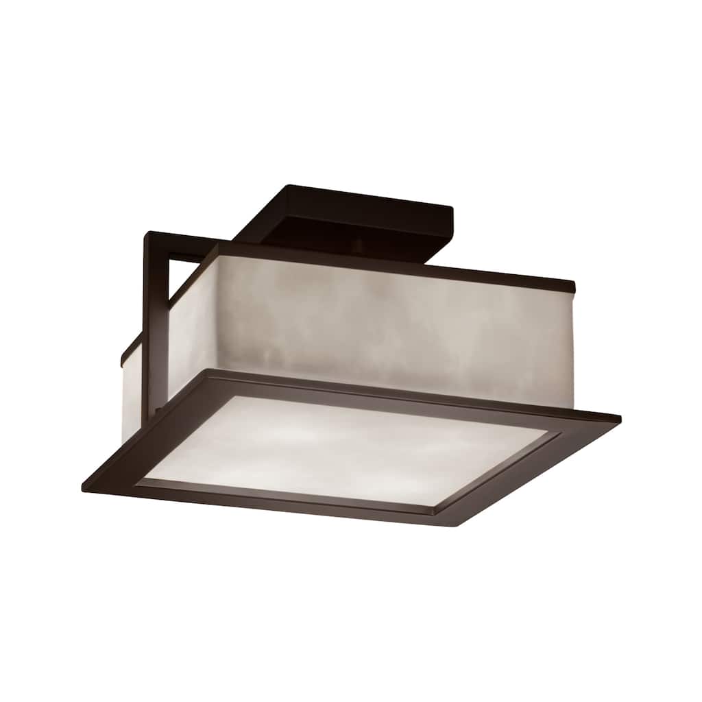 Justice Design Clouds Laguna 12-inch Dark Bronze LED Outdoor Flush-Mount, Clouds Shade