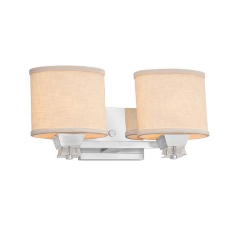 Justice Design Textile Ardent 2-light Polished Chrome Bath Bar, White Oval Shade