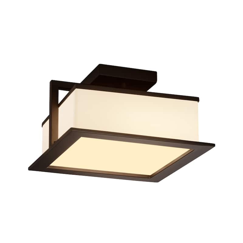 Justice Design Fusion Laguna 12-inch Dark Bronze LED Outdoor Flush-Mount, Opal Shade