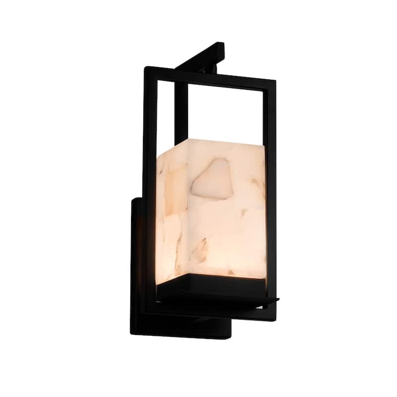 Justice Design Alabaster Rocks! Laguna 1-light Matte Black LED Outdoor Wall Sconce, Alabaster Rocks Shade