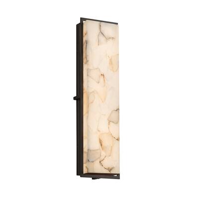 Justice Design Alabaster Rocks! Avalon 24-inch Matte Black ADA LED Outdoor Wall Sconce, Alabaster Rocks Shade