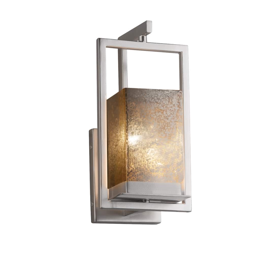 Justice Design Fusion Laguna 1-light Brushed Nickel LED Outdoor Wall Sconce, Mercury Glass Shade