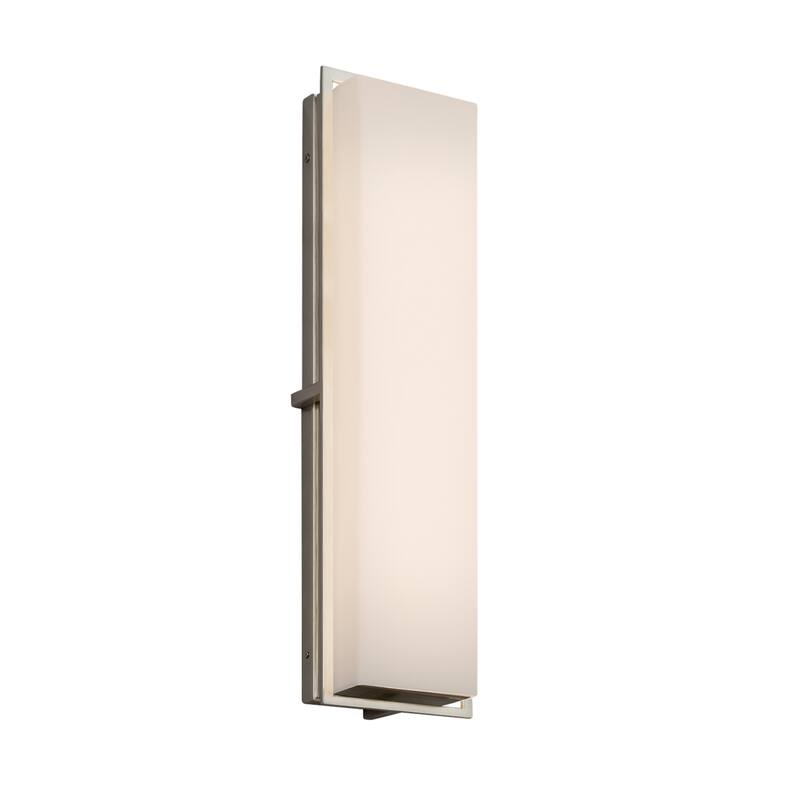 Justice Design Fusion Avalon 24-inch Brushed Nickel ADA LED Outdoor Wall Sconce, Opal Shade