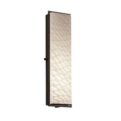 Justice Design Fusion Avalon 24-inch Matte Black ADA LED Outdoor Wall Sconce, Weave Shade