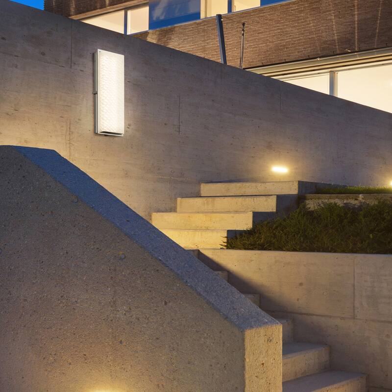 Justice Design Fusion Avalon 24-inch Matte Black ADA LED Outdoor Wall Sconce, Weave Shade