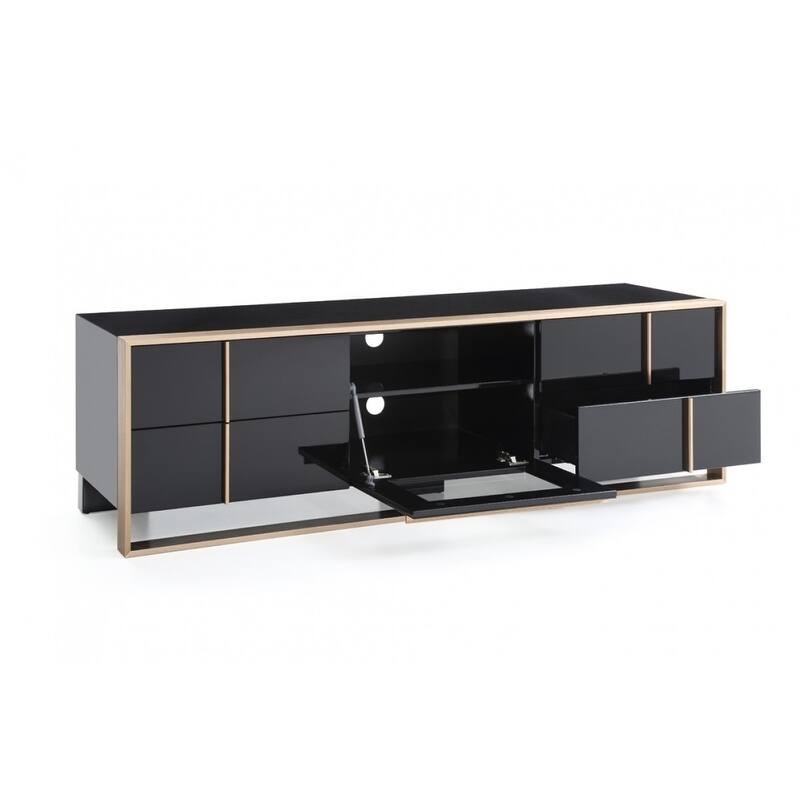 Nova Domus Cartier Modern Black & Brushed Bronze TV Stand