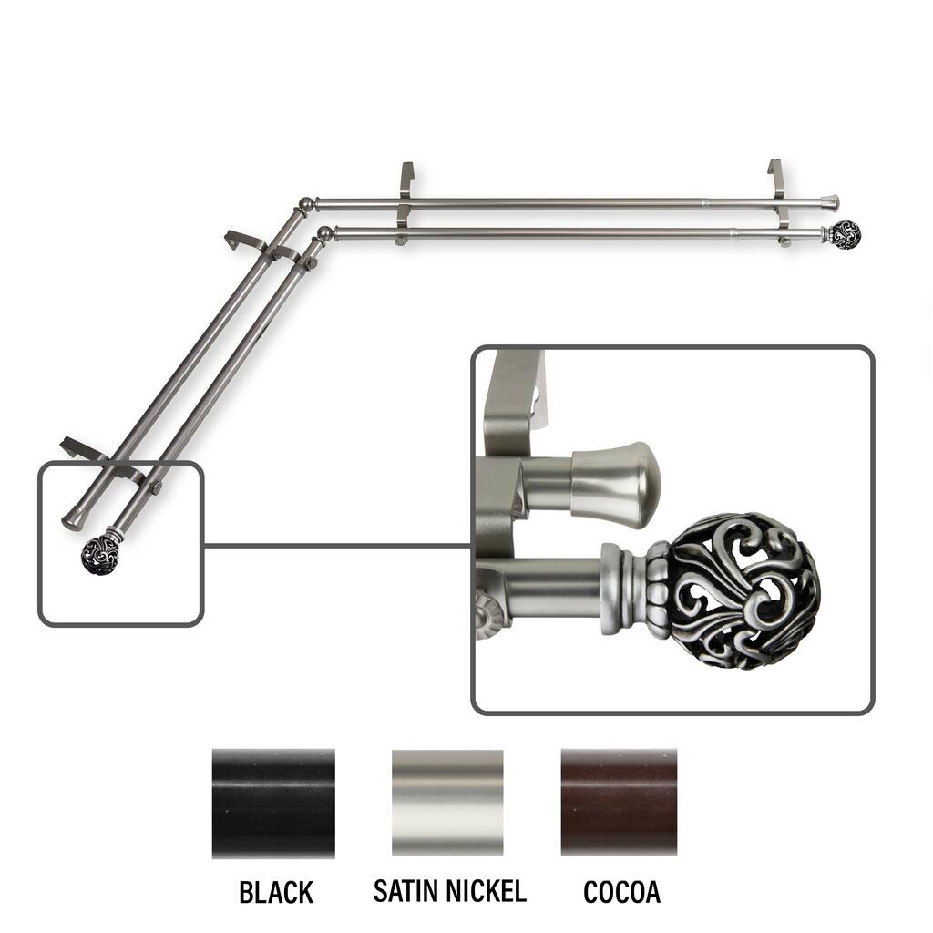 InStyleDesign Stella Corner Window Double Curtain Rod 13/16 inch dia.