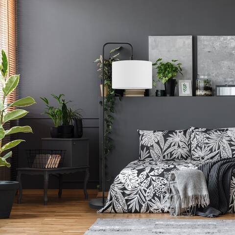 Floor Lamps Find Great Lamp Shades Deals Ping At Barden 58 Matte Black Floor Lamp With White Linen Shade