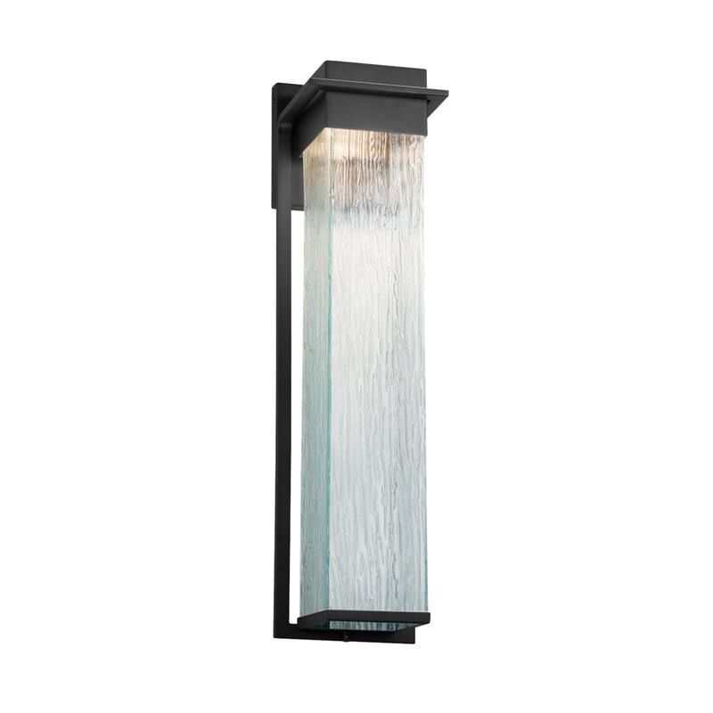 Justice Design Fusion Pacific 24-inch Matte Black LED Outdoor Wall Sconce, Rain Shade