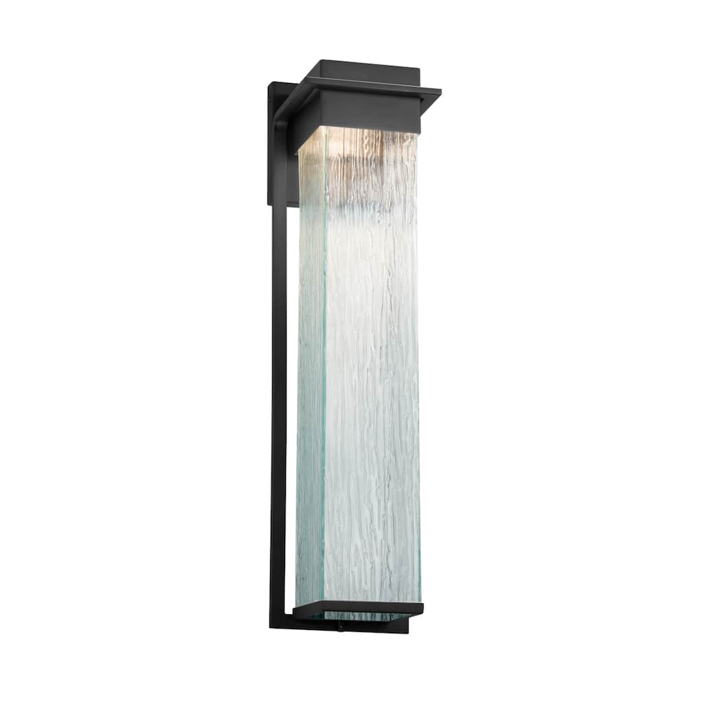 Justice Design Fusion Pacific 24-inch Matte Black LED Outdoor Wall Sconce, Rain Shade