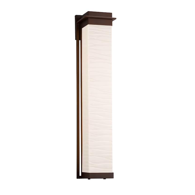 Justice Design Porcelina Pacific 36-inch Dark Bronze LED Outdoor Wall Sconce, Waves Impressions