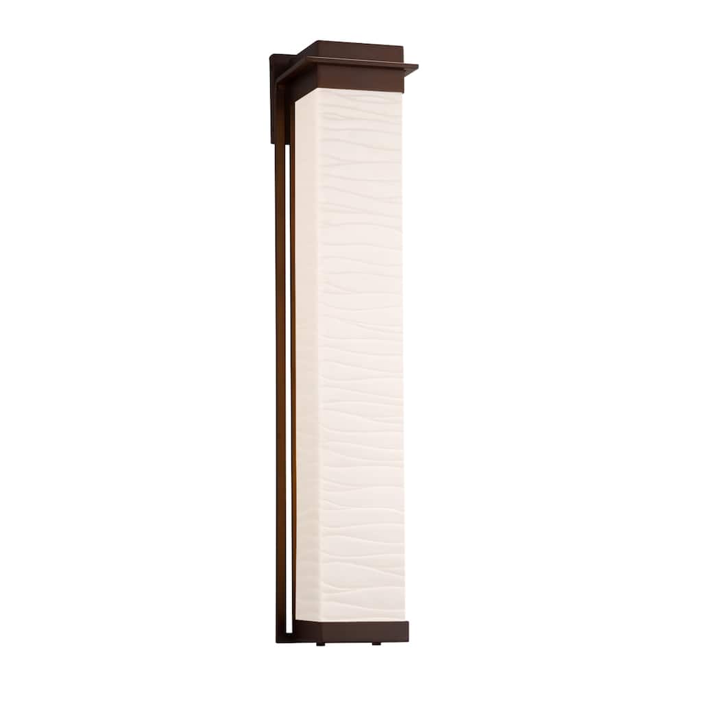 Justice Design Porcelina Pacific 36-inch Dark Bronze LED Outdoor Wall Sconce, Waves Impressions