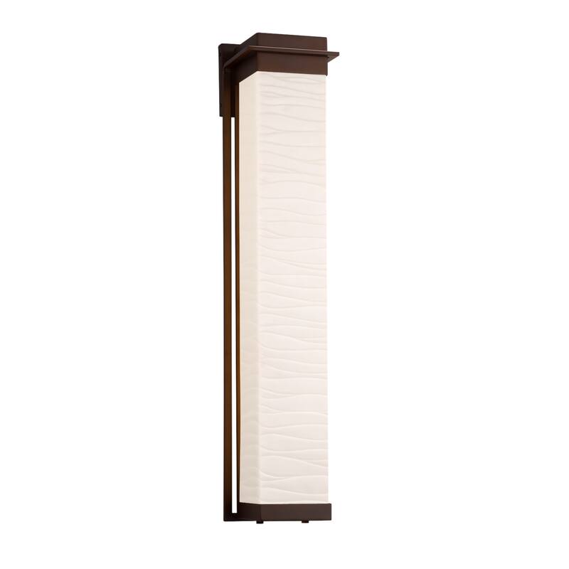 Justice Design Porcelina Pacific 36-inch Dark Bronze LED Outdoor Wall Sconce, Waves Impressions