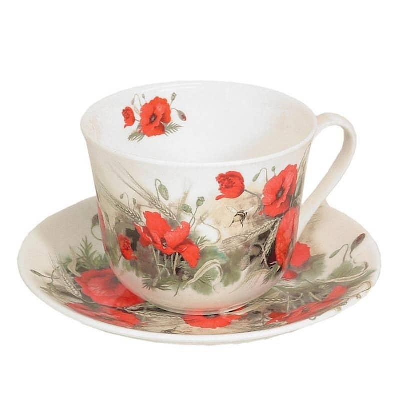 Roy Kirkham Breakfast Cups & Saucers - Poppy (Set of 2) - N/A