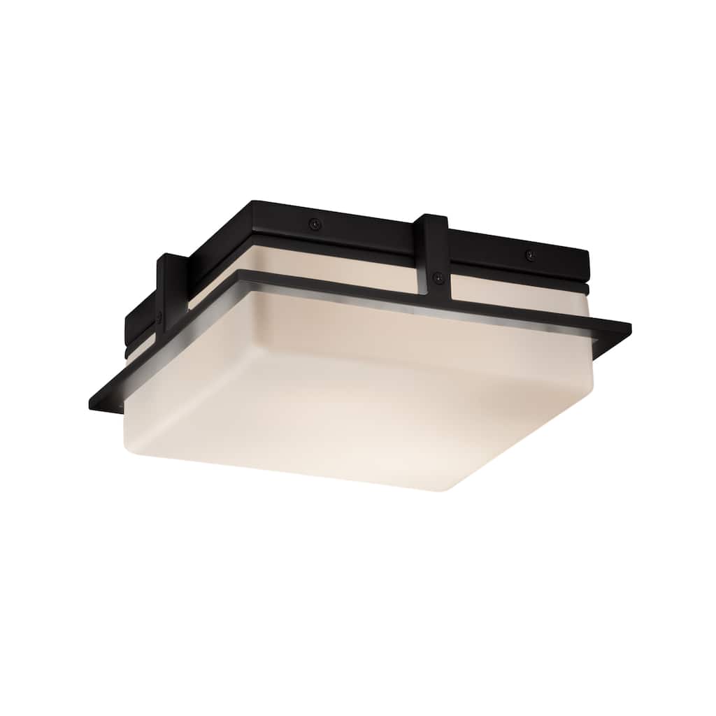 Justice Design Fusion Avalon 10-inch Matte Black LED Outdoor Flush-Mount, Opal Shade