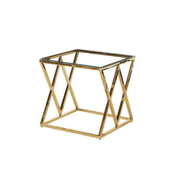 Best Master Furniture Clear Glass Gold Square End Table - Bed Bath ...