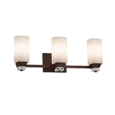 Justice Design Clouds Ardent 3-light Dark Bronze Bath Bar, Clouds Cylinder w/ Flat Rim Shade