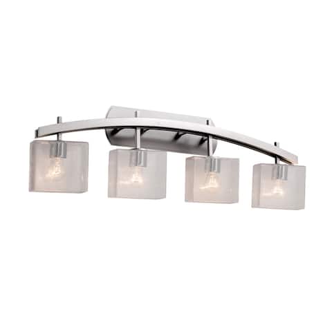 Justice Design Fusion Archway 4-light Brushed Nickel Bath Bar, Seeded Rectangle Shade
