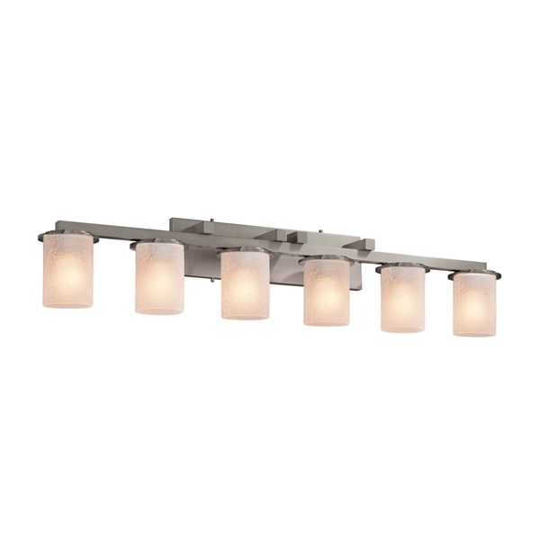 Justice Design Group Fusion Dakota 6 Light Brushed Nickel Bath Justice Design Group Fusion Dakota 6 Light Brushed Nickel Bath Bar Frosted Le Cylinder