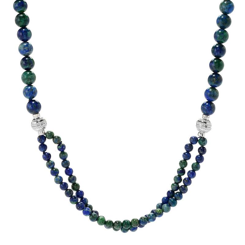 Sterling Silver 40" Chrysocolla Convertible Beaded Necklace