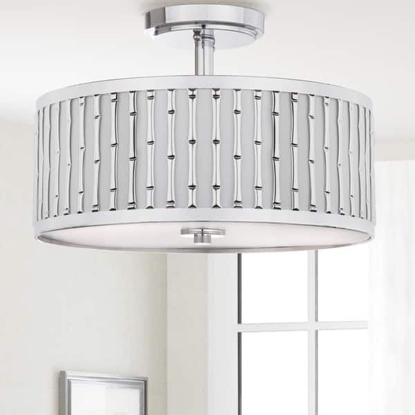 Shop Safavieh Lighting Pierce 3 Light Bamboo Chrome Flush