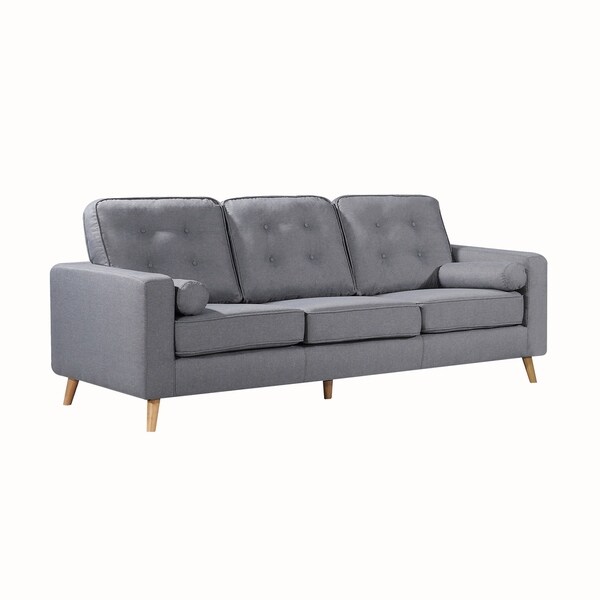 Ethan Grey Upholstered Mid Century Tufted Sofa