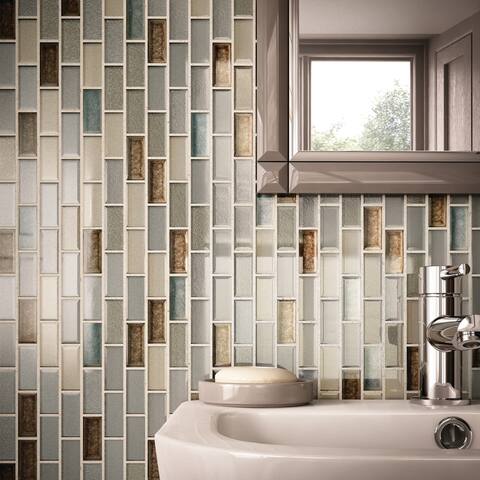 Crystal Shores 2X1 BrickJoint Mosaic Saphire Lagoon - 12.75 x 11.75 - 12.75 x 11.75