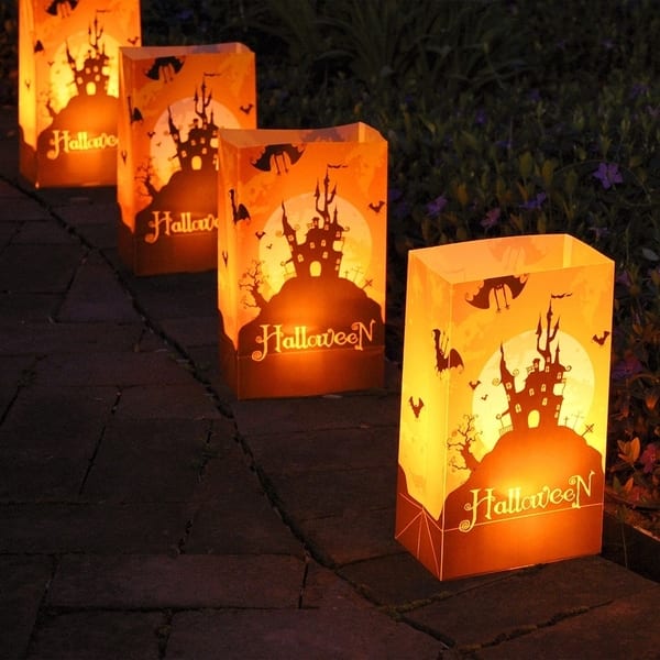 Shop Halloween House Plastic Luminaria Bags 12ct Free Shipping