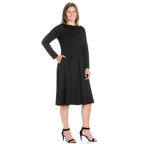 plus size long sleeve midi dress