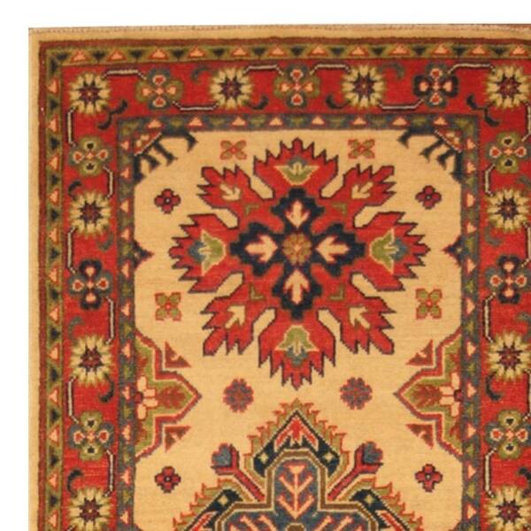 2'7 x 9'8 Veg dye hand knotted kazak rug runner - hallway runner rug - hand  spun wool rug