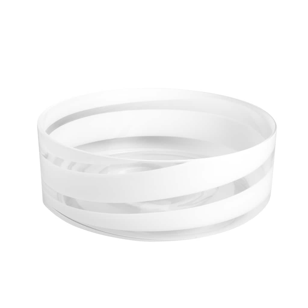 Majestic Gifts European High Quality Glass Decorative Serving/ Salad Bowl -W/ White Swirl Design- 11" Diameter - Made in Europe