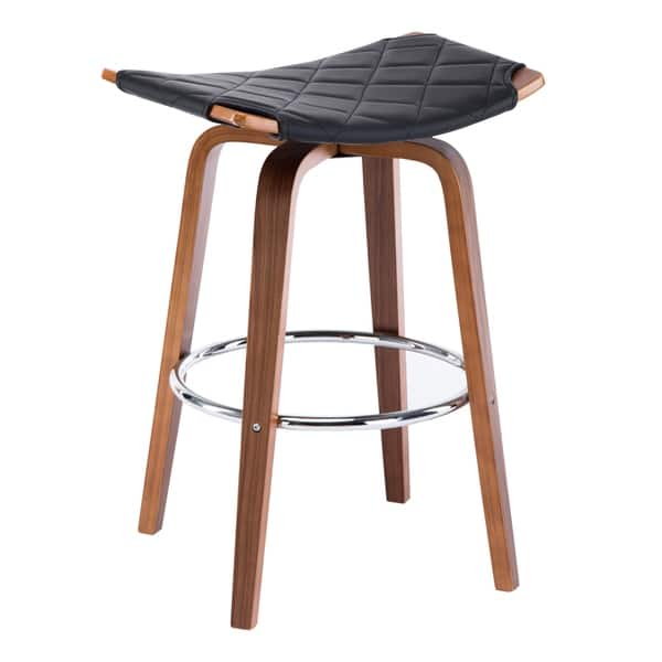 MidCentury Backless Black Faux Leather Swivel Counter Height Stool Set