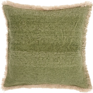 Mina Victory Boho Sage Green Jute Throw Pillow (18 -Inch x 18 -Inch)