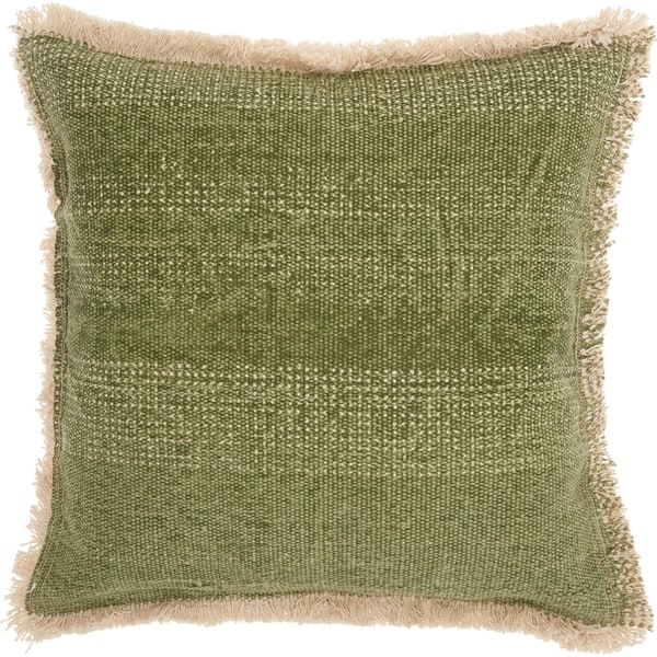 Mina Victory Boho Sage Green Jute Throw Pillow (18 -Inch x 18 -Inch)