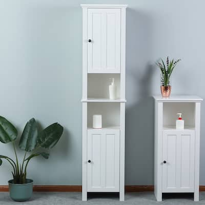 Shop Seaside Tall Linen Cabinet Distressed White Overstock