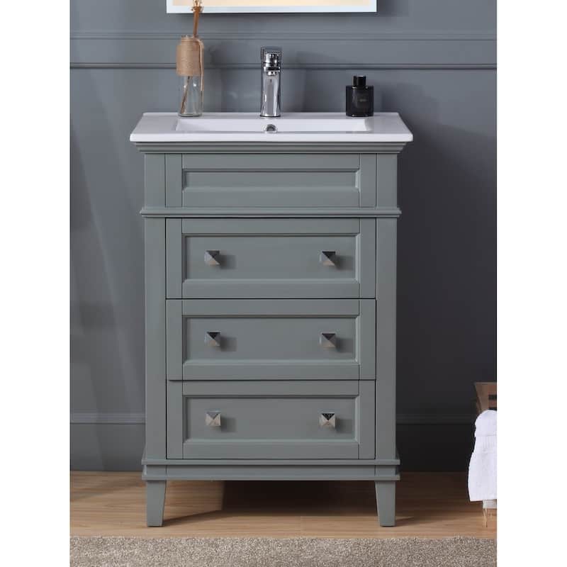 24" Tennant Brand Felix Modern Gray Sink Bathroom Vanity - Colored - Grey - Single Vanities
